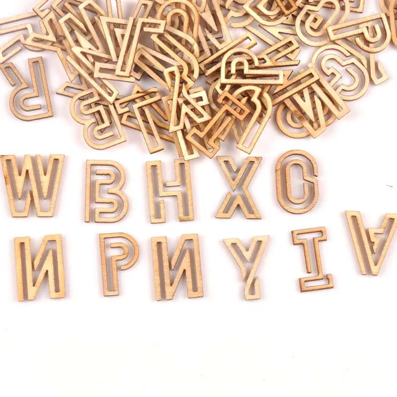 22x15mm Natural Wooden Hollowed-out Letter/alphabet For DIY Crafts Home Handmade Unfinished Wood Decoration 78Pcs (3 Set) m1651 Qme