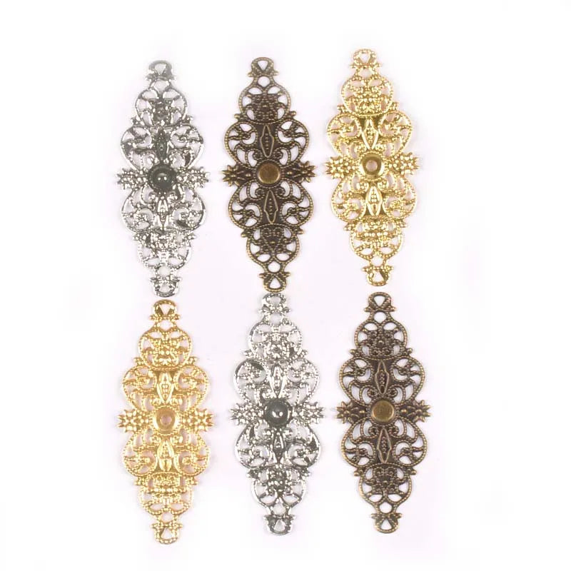 10pcs 62x24mm Metal Crafts Filigree Wraps Connectors Antique Diy Embellishments For Scrapbooking Gift Supplies Home Decor YK0734 Qme mix
