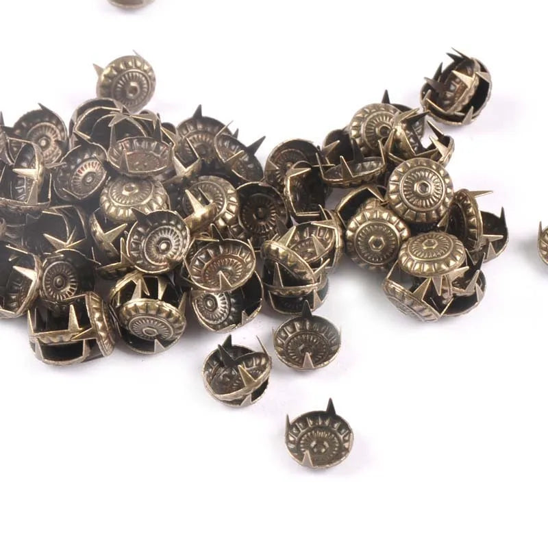 Bronze Four Brads Studs Spikes For Clothes Embellishment Scrapbook Home Decor Fastener DIY Metal Crafts Accessories 100Pcs c1917 Qme Default Title
