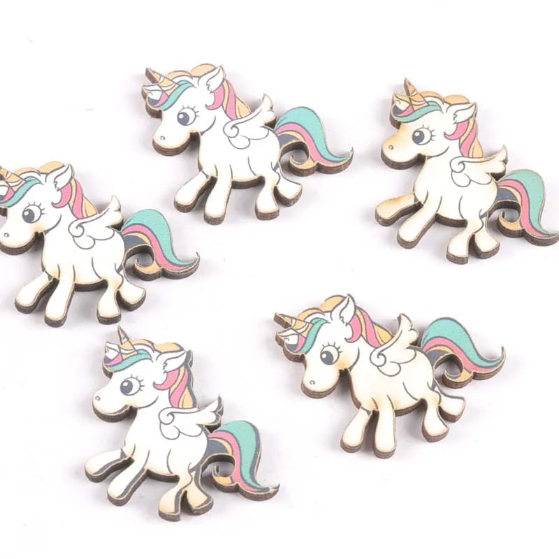 20Pcs mix Single-horned horse wood slices DIY Craft Scrapbooking Accessories for Home Decor Unfinished wooden Ornament m2181 Qme