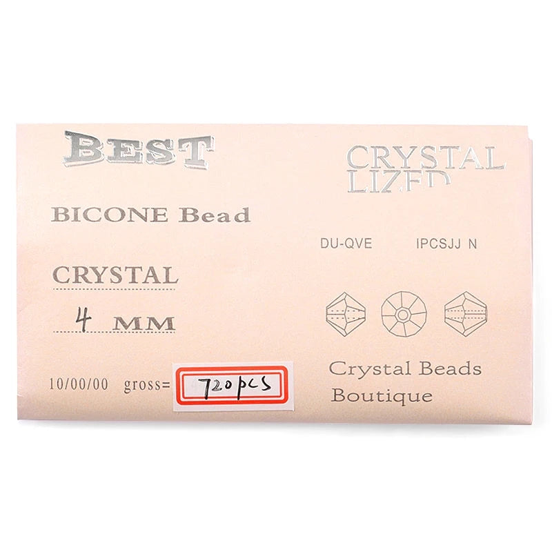AAAAA Quality 4mm Bicone Crystal Beads 720pcs Big Bag Crystal AB Glass Beads Loose Spacer Beads for Jewelry Making Accessories Qme