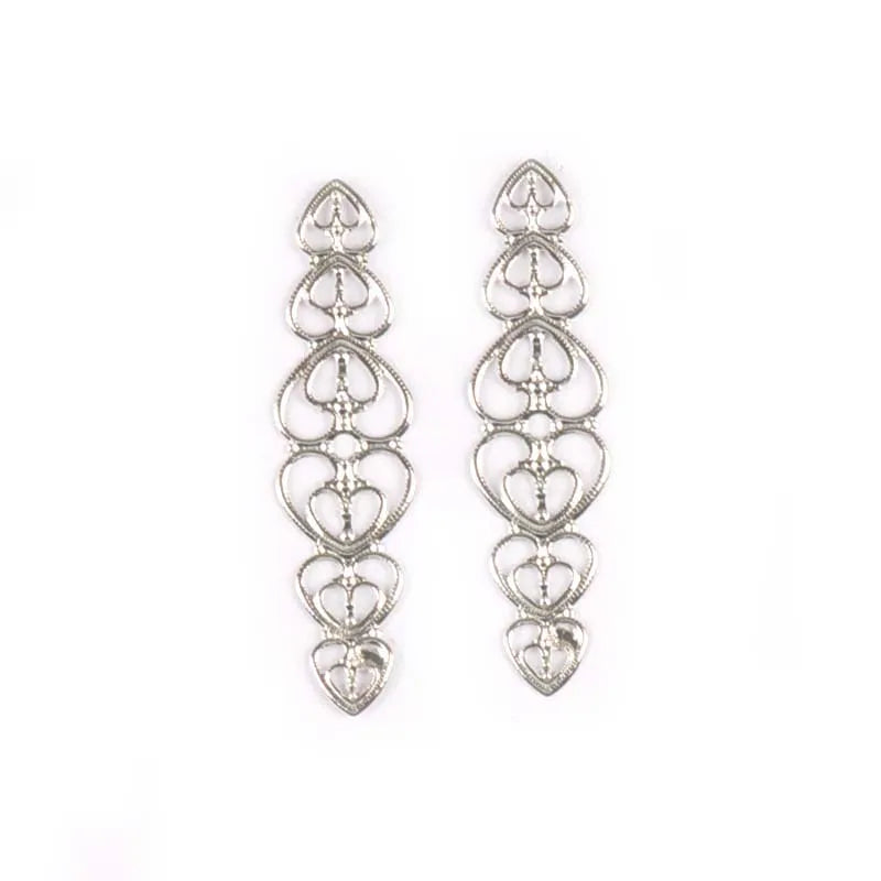 10pcs Flower Filigree Wraps Connectors Antique DIY Embellishments For Scrapbooking Crafts Supplies Home Decor 54x14mm YK0736 Qme silver
