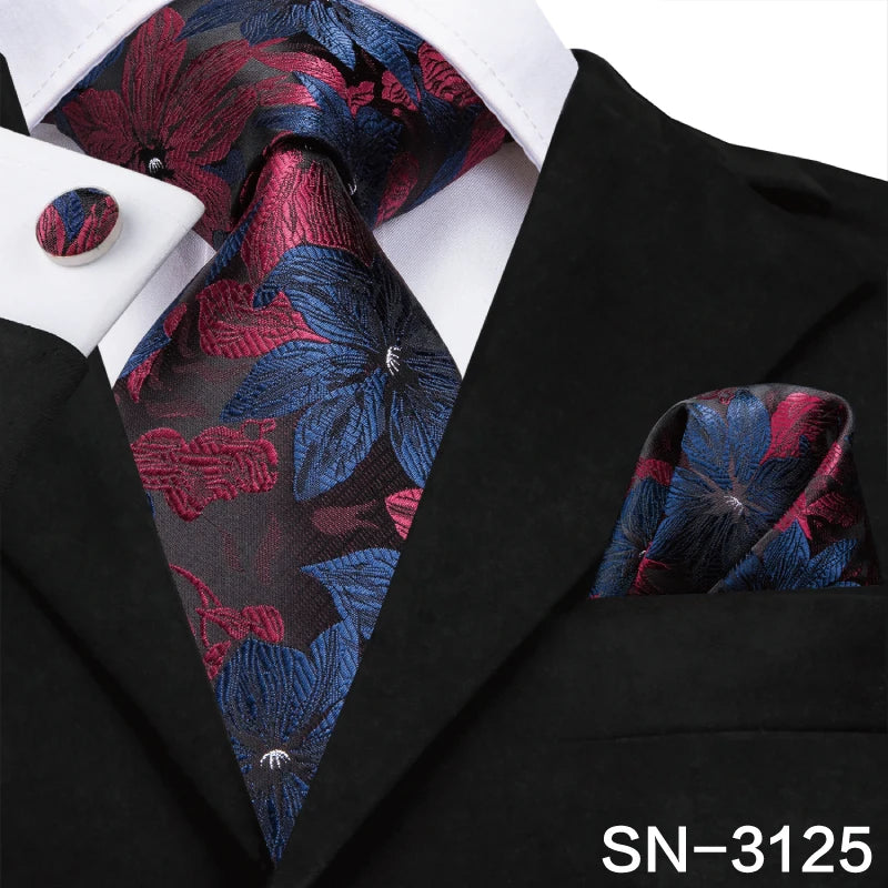 Men Tie Floral Red Blue Neckties Classic Party Wedding Green Purple