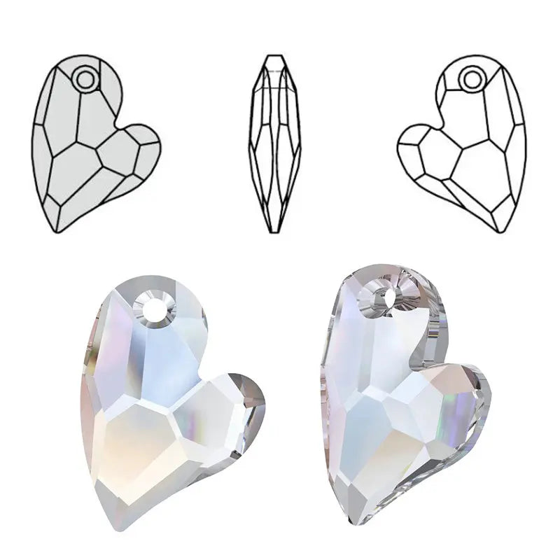 17mm 12pcs/pack crystal charms Devoted 2 U Heart Pendant 6261 glass heart shape beads rhinestone gem for Necklaces Earrings DIY Qme