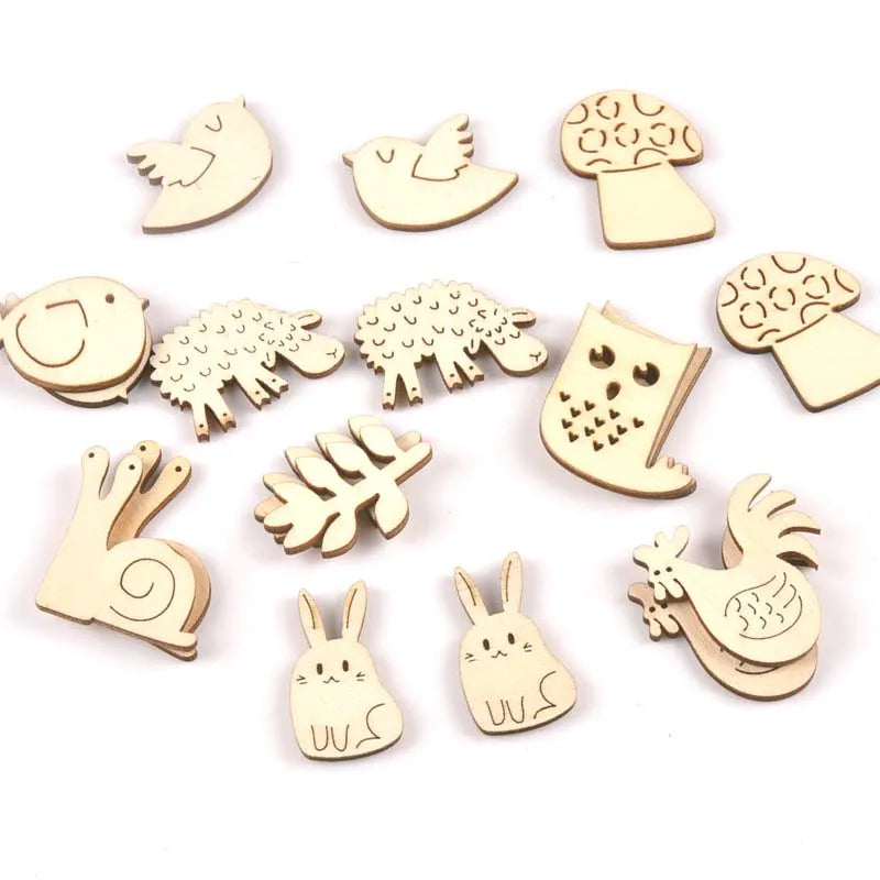 Mix Mushroom/hedgehog/squirrel/Pine Cones/leaves Pattern Wooden Ornament Wood For Scrapbooking DIY Carfts Home Decor 20pcs m2154 Qme m2155