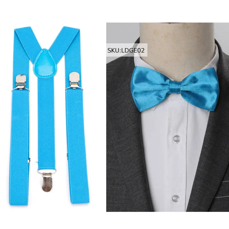 Suspenders Bow Tie Set Men Fashion Suspensorio for Man Boy Women Bowtie Braces Trousers Tirantes Wedding Leisure Shirt Stays Qme LDGE02