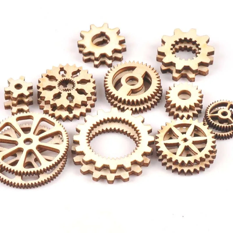 20pcs 13-40mm Mixed Wheel Gear Wooden Ornaments Scrapbooking Wood Decoration DIY Craft Supplies Handmade Accessories m1816 Qme