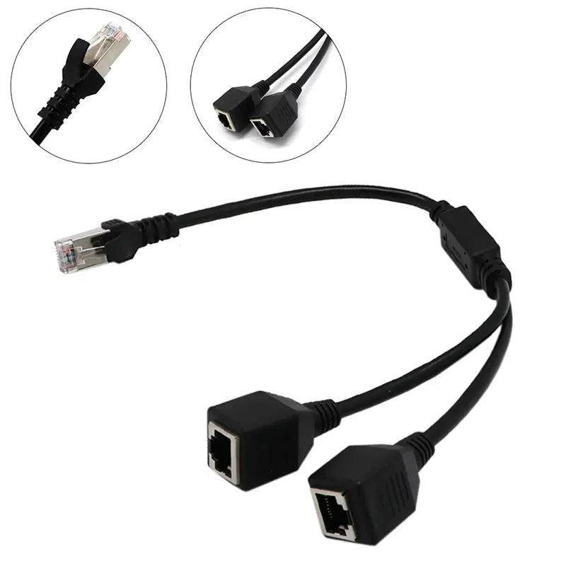 ESCAM RJ45 Ethernet Y Splitter Adapter Cable 1 to 2 Port Switch Adapter Cord for CAT 5/CAT 6 LAN Ethernet Qme