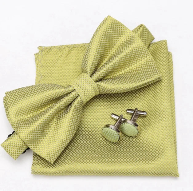 Mens Tie Bowtie Cravat Cufflinks Fashion Butterfly Party Wedding Bow Qme Dark Khaki