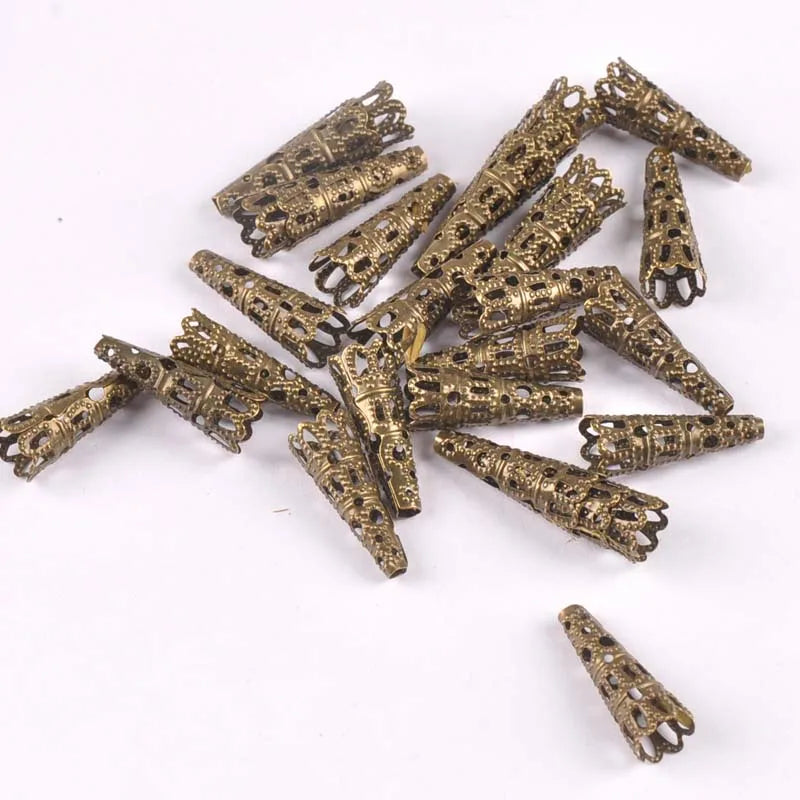 Gold/silver/Bronze 50Pcs Hollow Filigree Wraps Flowers Connectors Metal Crafts Embellishments For DIY Scrapbookings Home Decor Qme