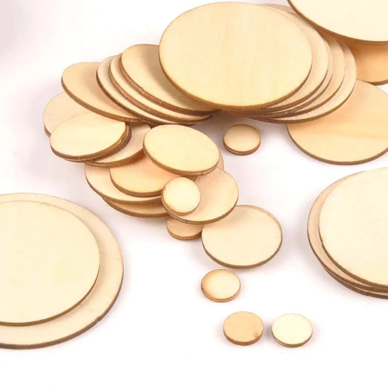 10-100mm Mix Round Wooden Scrapbooking Carft For Handmade Home Embellishments DIY Wood Circle Decoration 10/20/30/40/50mm m1821 Qme