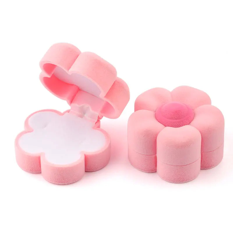 1 Piece Lovely Flower Jewelry Box Velvet Wedding Ring Box Necklace Display Box Gift Box Container Case for Jewelry Packaging Qme