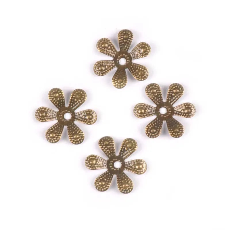 50Pcs 16mm Vintage Metal Crafts Filigree Flower Wraps Connectors Embellishments For Diy Handmade Scrapbooking Home Decor YK0741 Qme Bronze