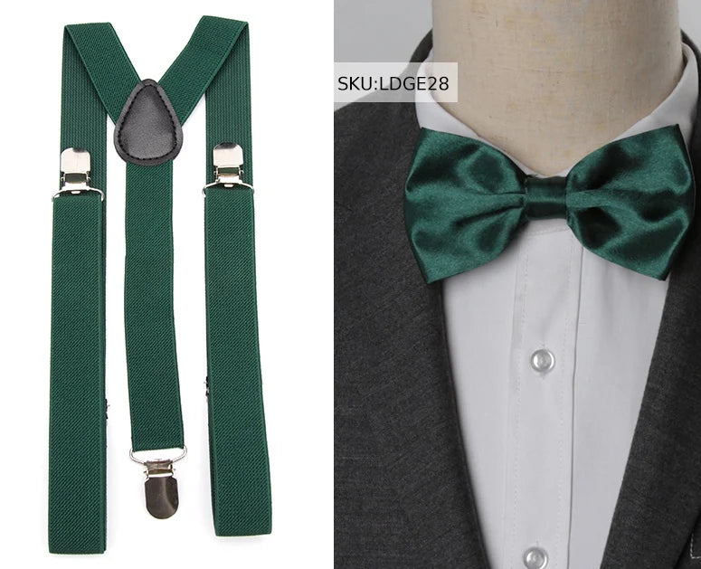 Suspenders Bow Tie Set Men Fashion Suspensorio for Man Boy Women Bowtie Braces Trousers Tirantes Wedding Leisure Shirt Stays Qme LDGE28