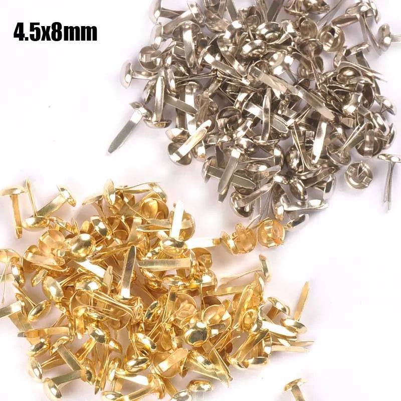 100Pcs Mix Round Brads Silver/golden Embellishments For Scrapbooking Metal Crafts Fastener Brad For Diy Decorations c2252 Qme mix 4.5x8mm