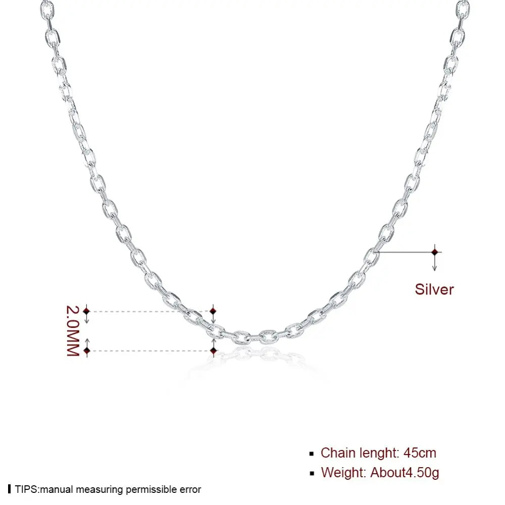 2mm Rolo Square Chain Classic,2017 New Glam Fashion Jewelry Europe Style Soul 925 Sterling Silver Bijoux Gift For Men Women Qme