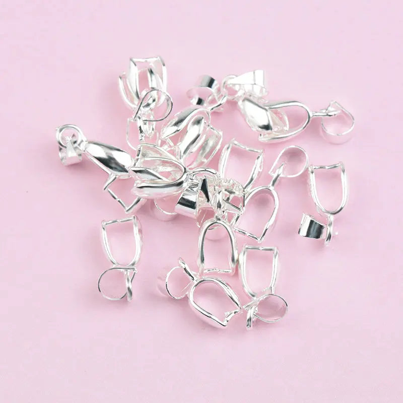 30pcs 4x15mm Copper Seeds Buckle Pendants Clasps Hooks Clips Bails Copper Connectors For DIY Handmade Jewelry Making 4 Colors Qme Silver