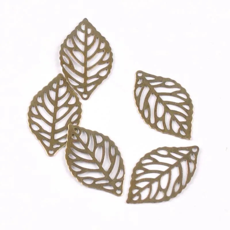 50Pcs Metal Crafts Filigree Leaves Wraps Connectors Embellishments For DIY Home Decor Handicraft Scrapbooking 23x14mm YK0751 Qme