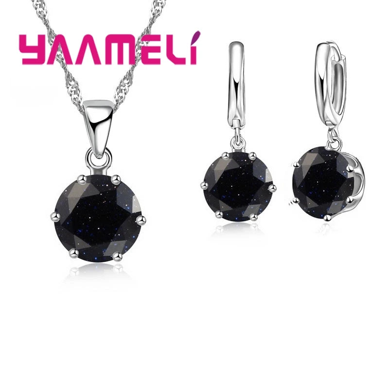 Jewelry Gift Set Cubic Zircon 925 Sterling Silver Color Pendant Necklace Necklace Crystal Women Wedding Engagement Accessory Qme Color 14