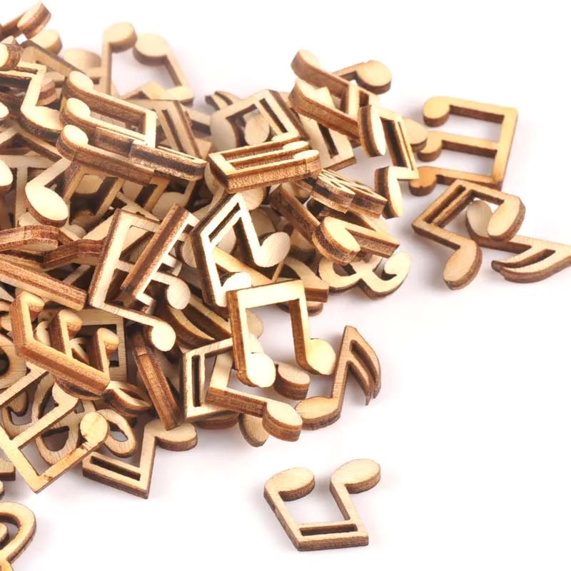 14x15mm Mix Note Wooden Ornaments Scrapbooking Carft For Handmade Accessories Home DIY Wood Home Decoration 50pcs m1712x Qme