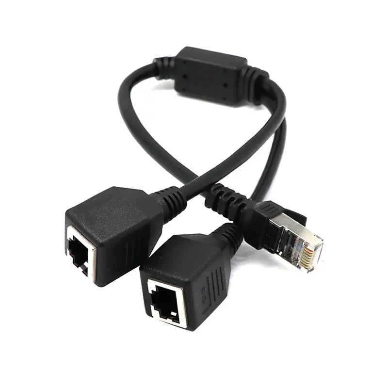 ESCAM RJ45 Ethernet Y Splitter Adapter Cable 1 to 2 Port Switch Adapter Cord for CAT 5/CAT 6 LAN Ethernet Qme