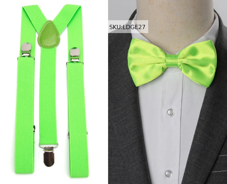 Suspenders Bow Tie Set Men Fashion Suspensorio for Man Boy Women Bowtie Braces Trousers Tirantes Wedding Leisure Shirt Stays Qme LDGE27