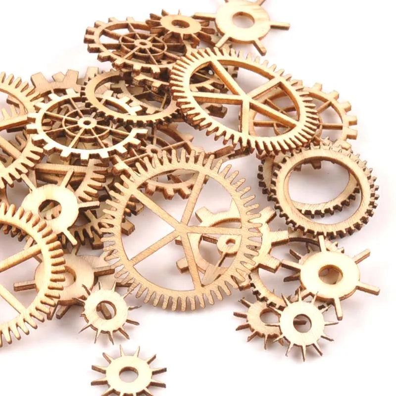 20-40mm 36pcs Unfinished Wood Craft Gear Wheel Scrapbooking DIY For Handmade Home Decor Mix Natural Wooden Embellishments m1653 Qme