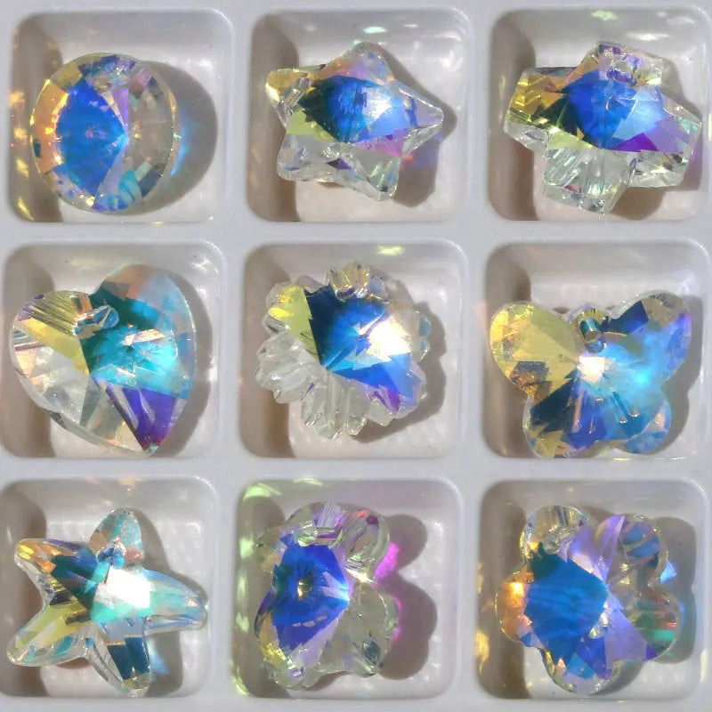 14mm 28pcs/pack Crystal AB Pendant Glass Beads Crystal Gems Charms For Jewelry Making Necklaces Earrings DIY Best Quality Qme mixed shape