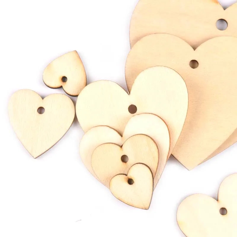 20-100mm One Holes Mix Heart Wooden Pattern Christmas Decorations For Home Ornament DIY Wood Crafts For Home Ornaments m2190 Qme