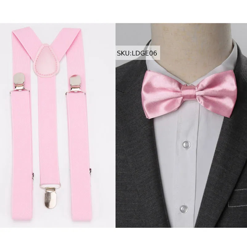 Suspenders Bow Tie Set Men Fashion Suspensorio for Man Boy Women Bowtie Braces Trousers Tirantes Wedding Leisure Shirt Stays Qme LDGE06