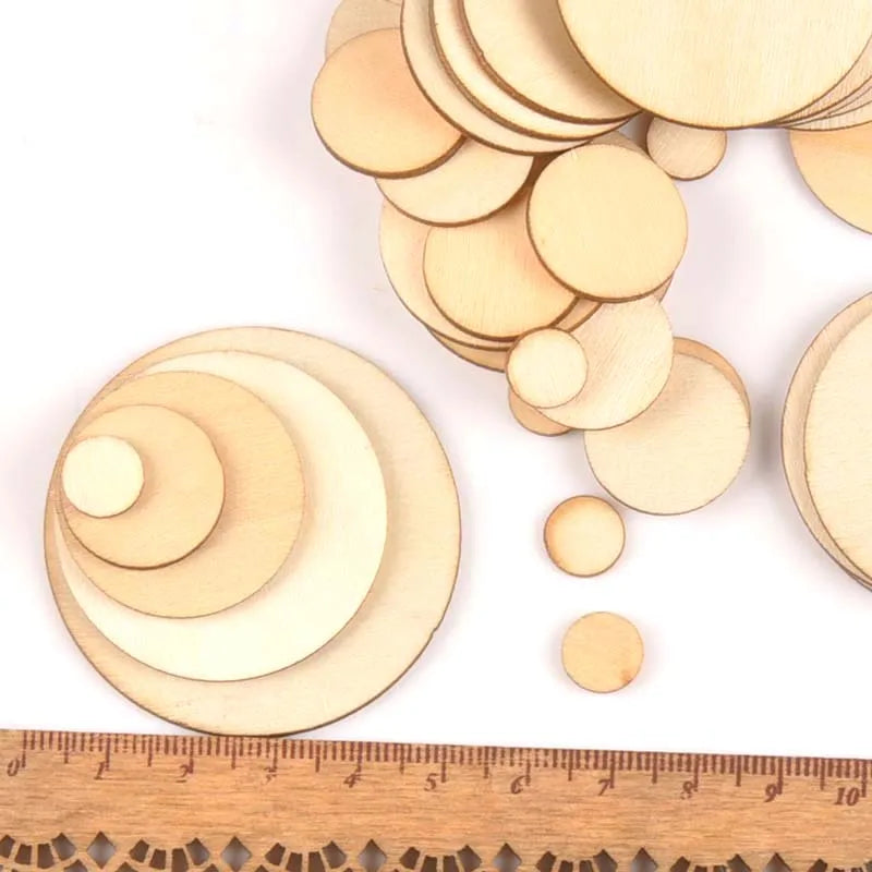 10-100mm Mix Round Wooden Scrapbooking Carft For Handmade Home Embellishments DIY Wood Circle Decoration 10/20/30/40/50mm m1821 Qme