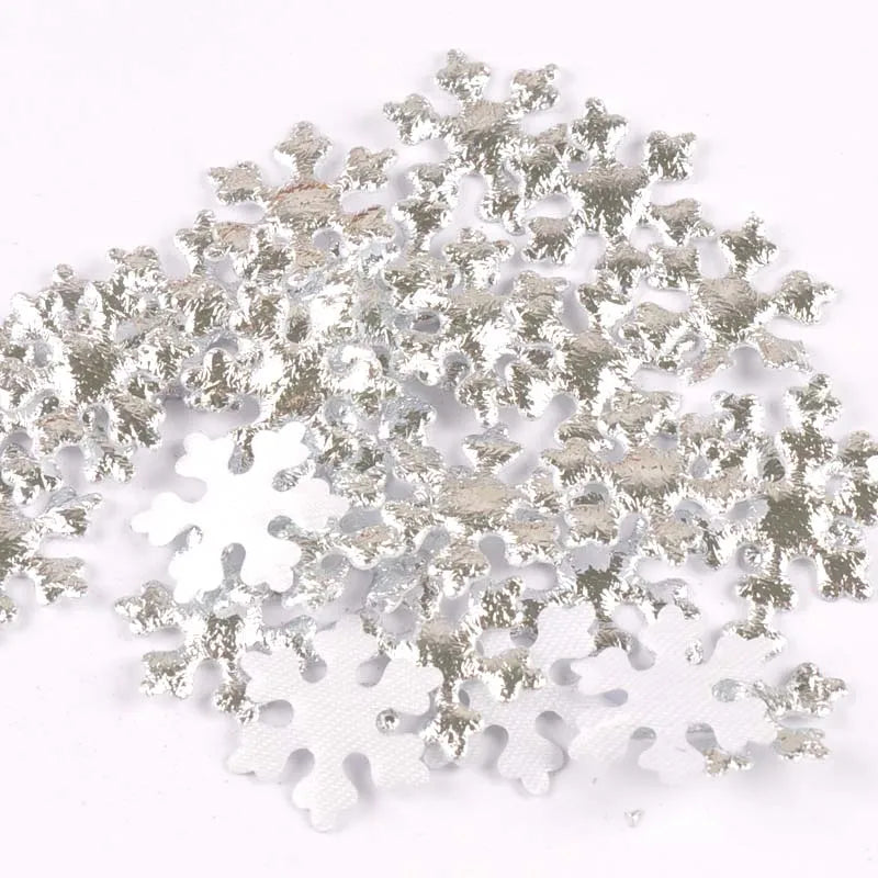 50pcs 15-40mm White Fake Snowflake Christmas Wedding Decoration DIY Scene New Year Xmas Tree Window Scrapbooking Decor c2324 Qme 25mm silver