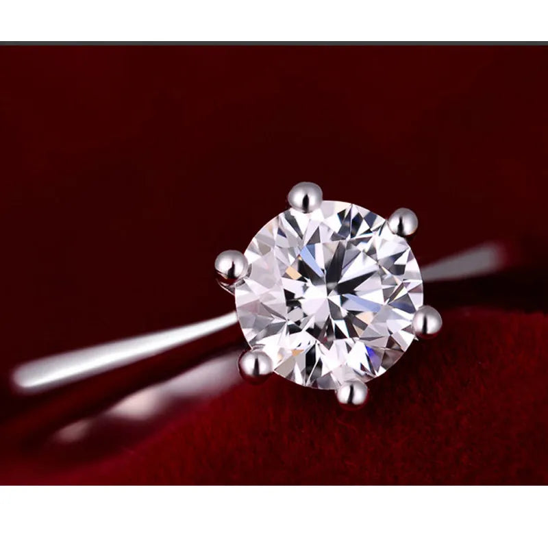 Fine Wedding Rings for Men Women Gift S925 Sterling Silver Color Austrian Crystal Engagement Proposal Ring Jewelry Bague Femme Qme