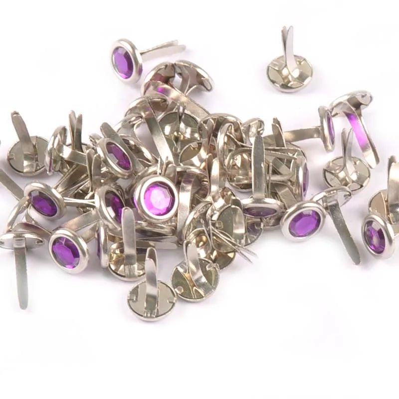 50pcs 8.5X15mm Mix Rhinestone Brads Scrapbook Paper Crafting Embellishment Fastener Brad Metal Crafts For DIY Decoration c1115 Qme 3