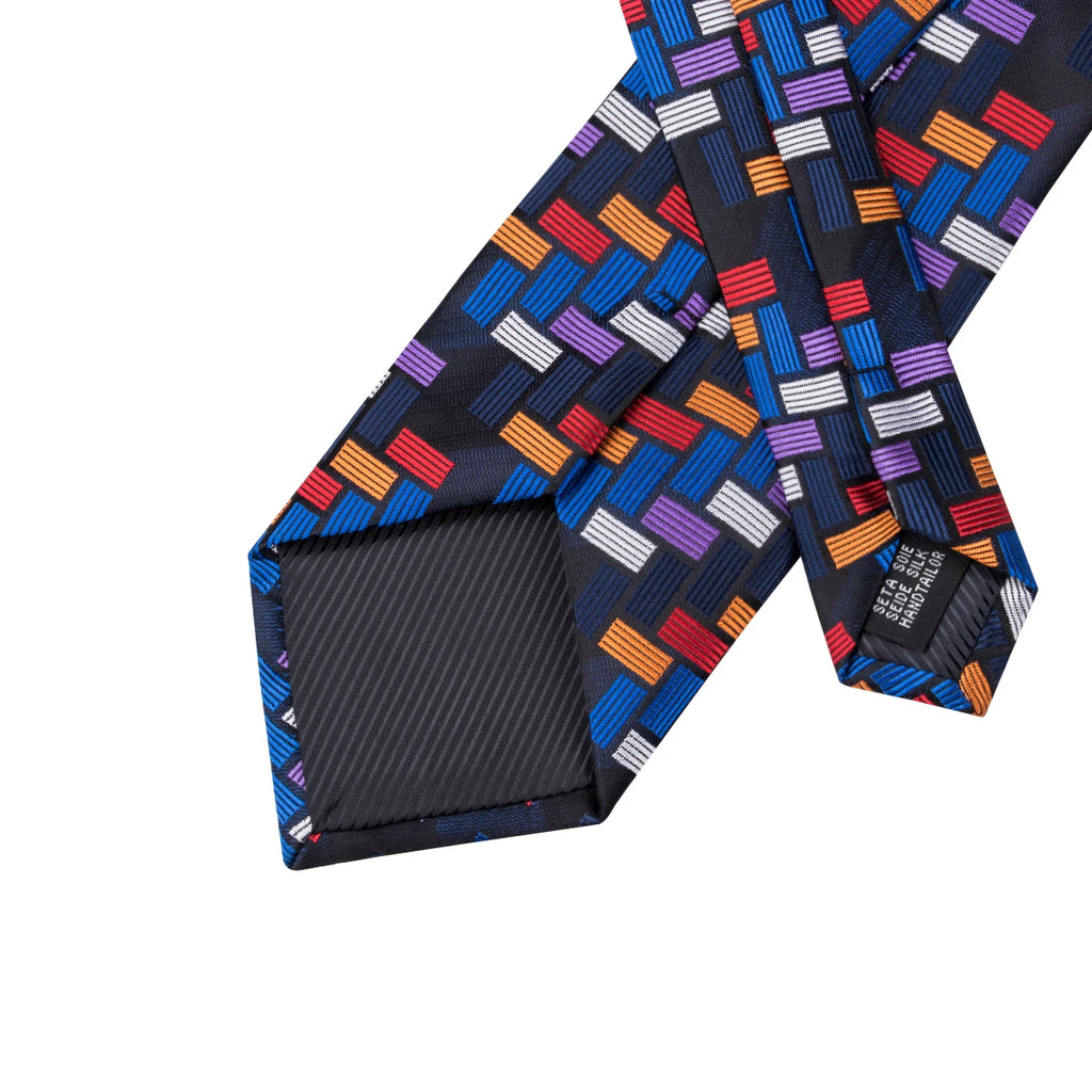 Hi-Tie Designer Mens Tie Luxury Handmade Geometric Necktie Silk Woven Tie Set For Men Business Wedding Neck Tie Square Cufflinks Qme