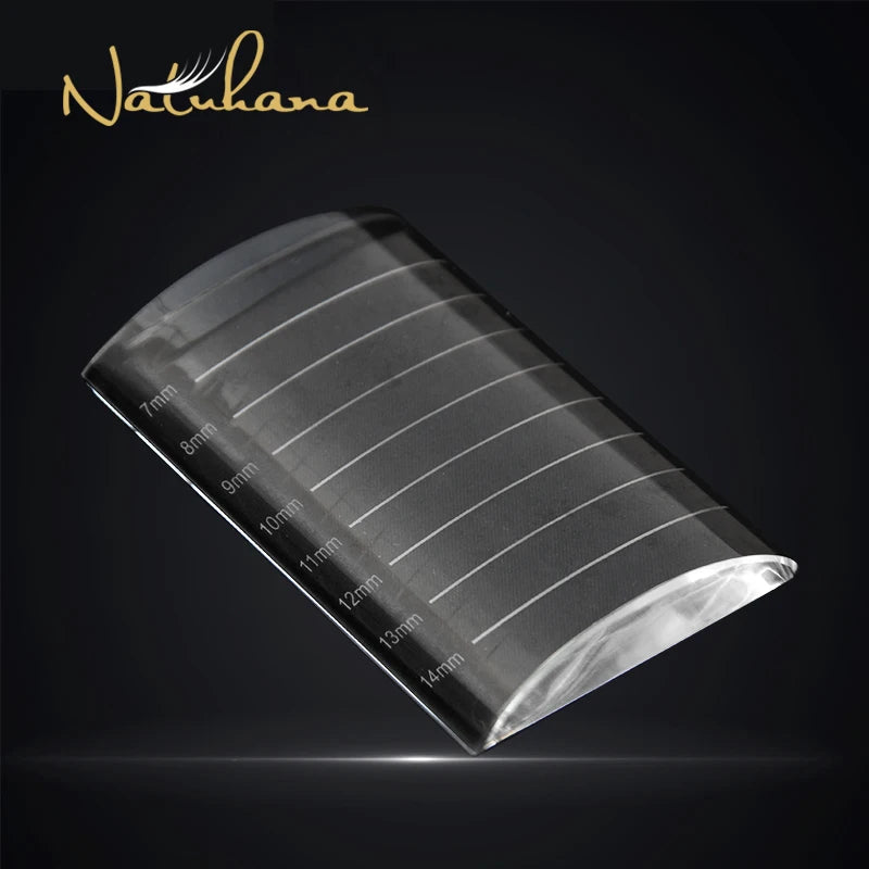 NATUHANA Eyelash Extension Pallet Crystal Glass U Curved Straight Qme