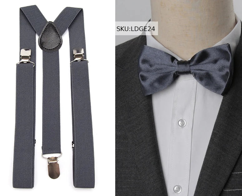 Suspenders Bow Tie Set Men Fashion Suspensorio for Man Boy Women Bowtie Braces Trousers Tirantes Wedding Leisure Shirt Stays Qme LDGE24
