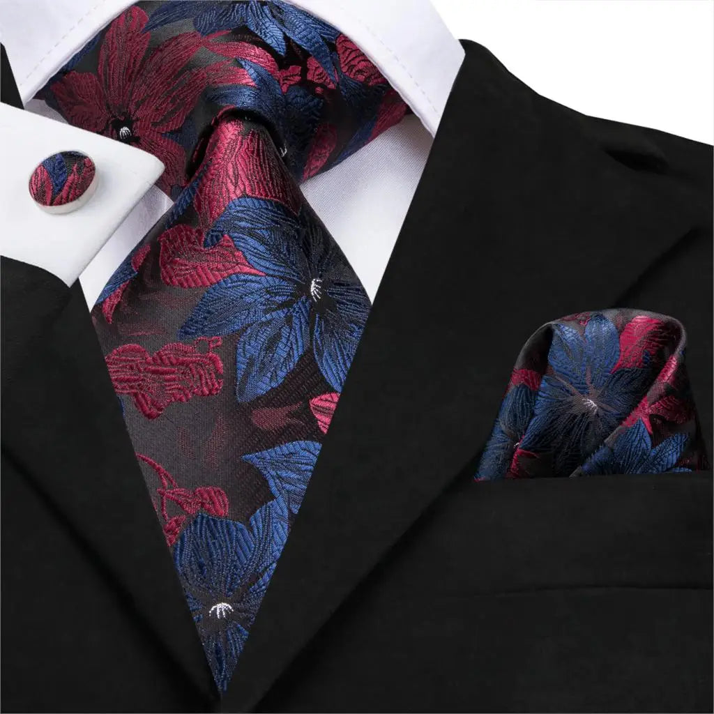 Men Tie Floral Red Blue Neckties Classic Party Wedding Green Purple Qme