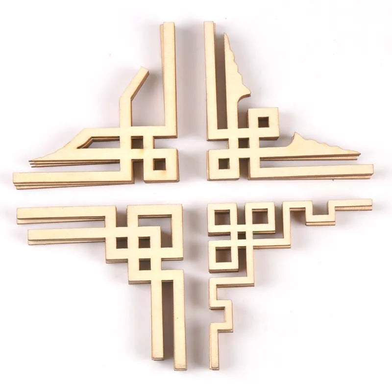 4pcs New Mix Book Corner Wooden Ornament For Home Decoration Crafts Scrapbooking Unfinished Crafts DIY Wood Album Corners m2151 Qme mix 3