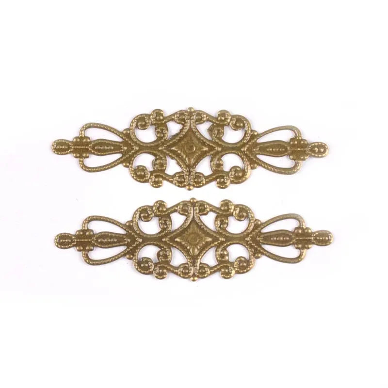 20Pcs 65x20mm Flower Filigree Wraps Connectors Embellishments For Diy Scrapbooking Home Decor Metal Crafts Accessories YK0744 Qme Bronze