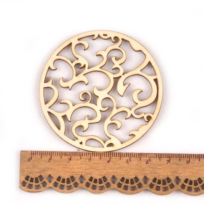 5Pcs Round/square Lace Pattern Unfinished Wood Slices DIY Crafts For Wooden Ornaments DIY Scrapbook Home Decor Accessories m2173 Qme 12