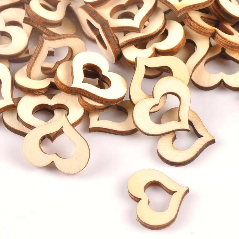 17x20mm 50Pcs Hollow Out Heart Wooden Ornament For DIY Crafts Scrapbook Accessories Handmade Wood Slices Home Decoration m1774 Qme