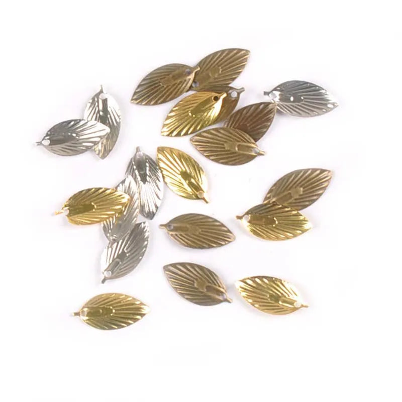 50Pcs 18x8mm Metal Crafts Filigree Wraps Leaves Connectors Embellishments For Scrapbooking Home Decor DIY Accessories yk0747 Qme mix