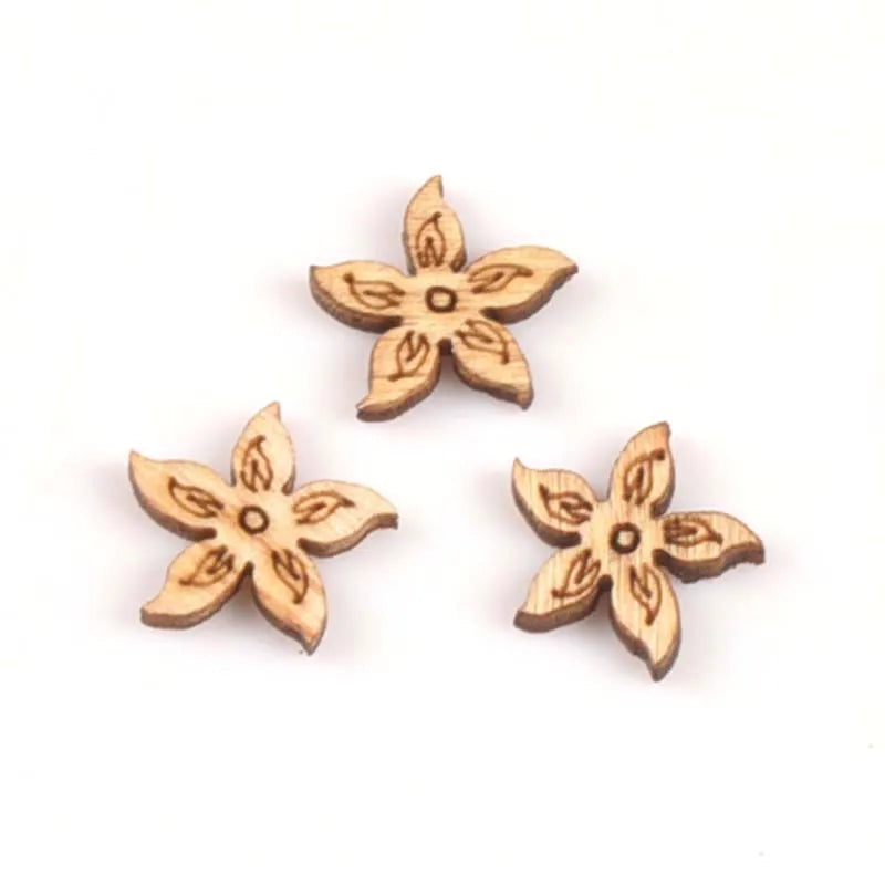 100Pcs Mini Mixed Shaped Wood DIY Crafts For Handmade Accessory Wooden Scrapbooking Embellishments Decor 5-12mm m1674 Qme