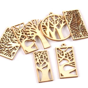 10pcs Wooden Crafts creativity hollow out tree Pattern Scrapbooking Crafts wood decoration for Home Decoration m2131 Qme mix China Mainland 3.5-5cm