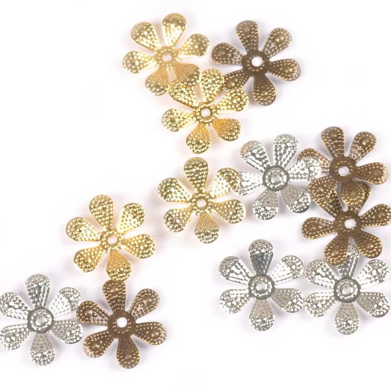 50Pcs 16mm Vintage Metal Crafts Filigree Flower Wraps Connectors Embellishments For Diy Handmade Scrapbooking Home Decor YK0741 Qme