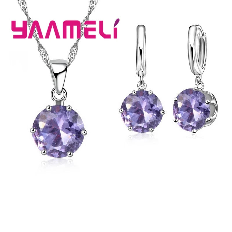 Jewelry Gift Set Cubic Zircon 925 Sterling Silver Color Pendant Necklace Necklace Crystal Women Wedding Engagement Accessory Qme Color 11