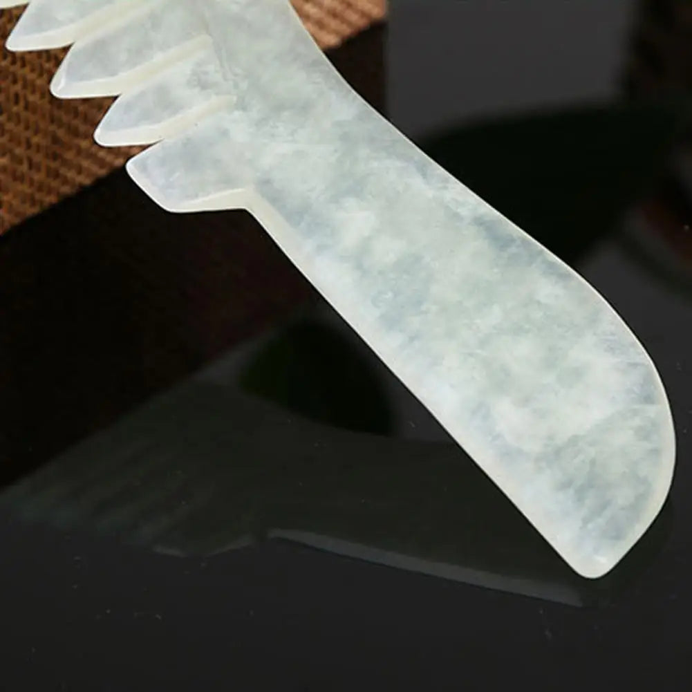 Traditional Chinese Nature Jade Comb Massage Spa Acupuncture Head Qme