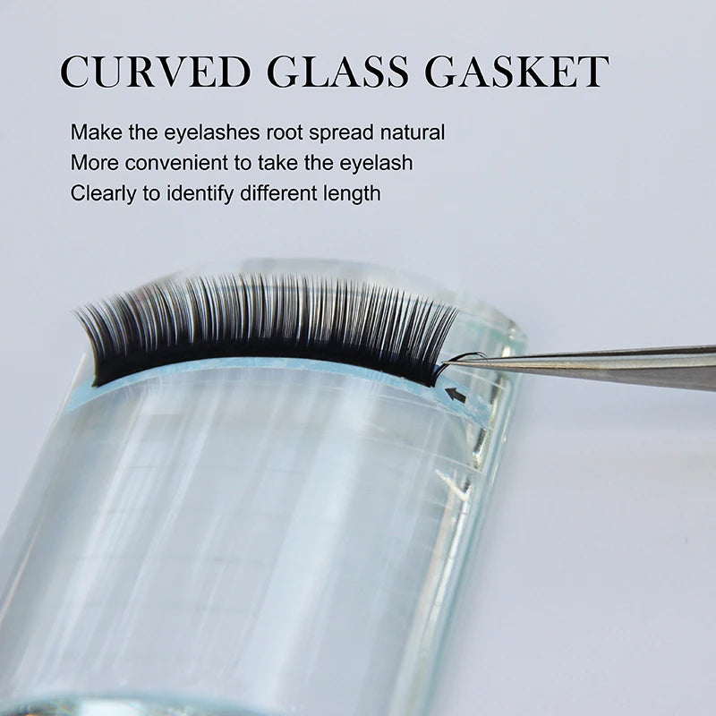 NATUHANA Eyelash Extension Pallet Crystal Glass U Curved Straight Qme