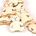 10pcs 41x48mm Bear Pattern Wood DIY Crafts Scrapbook DIY For Home Decor Natural Wooden Ornaments Accessories Embellishment m1757 Qme Default Title
